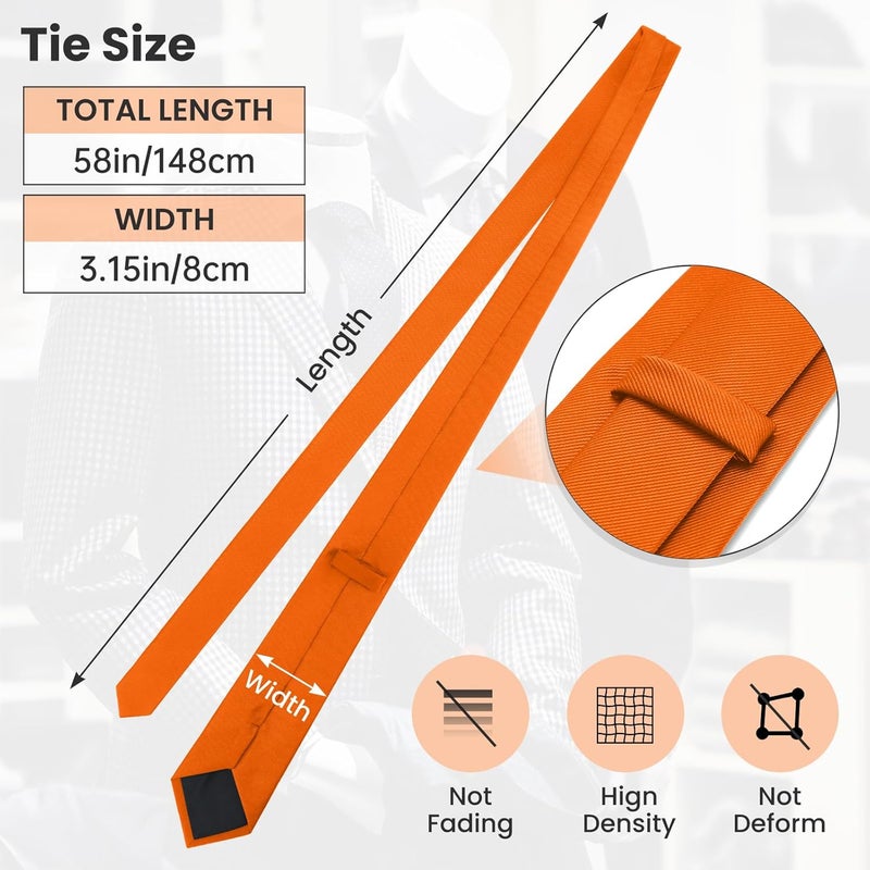 Junmaxroad Store Black Ties For Men Solid Color Formal Neckties 3.15" (8CM) Men's Ties - Image 4